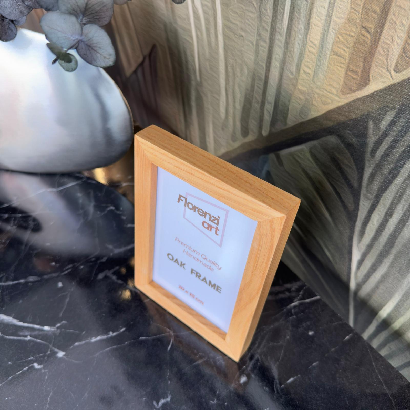10x15 cm Meşe Naturel Ahşap Çerçeve - FlorenziArt