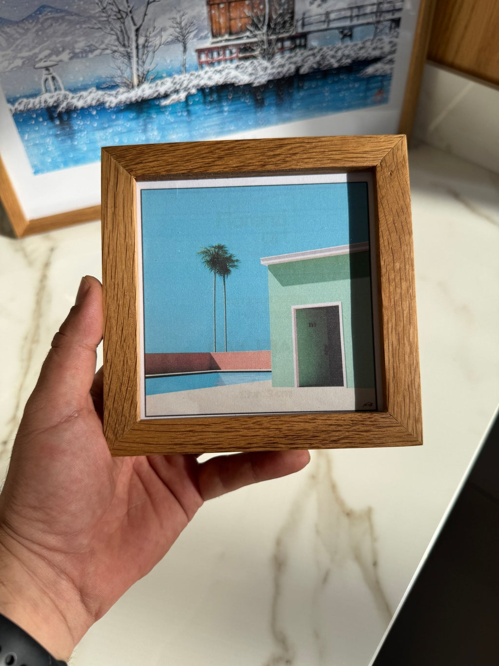 13x13 cm Meşe Naturel Kare Çerçeve - FlorenziArt