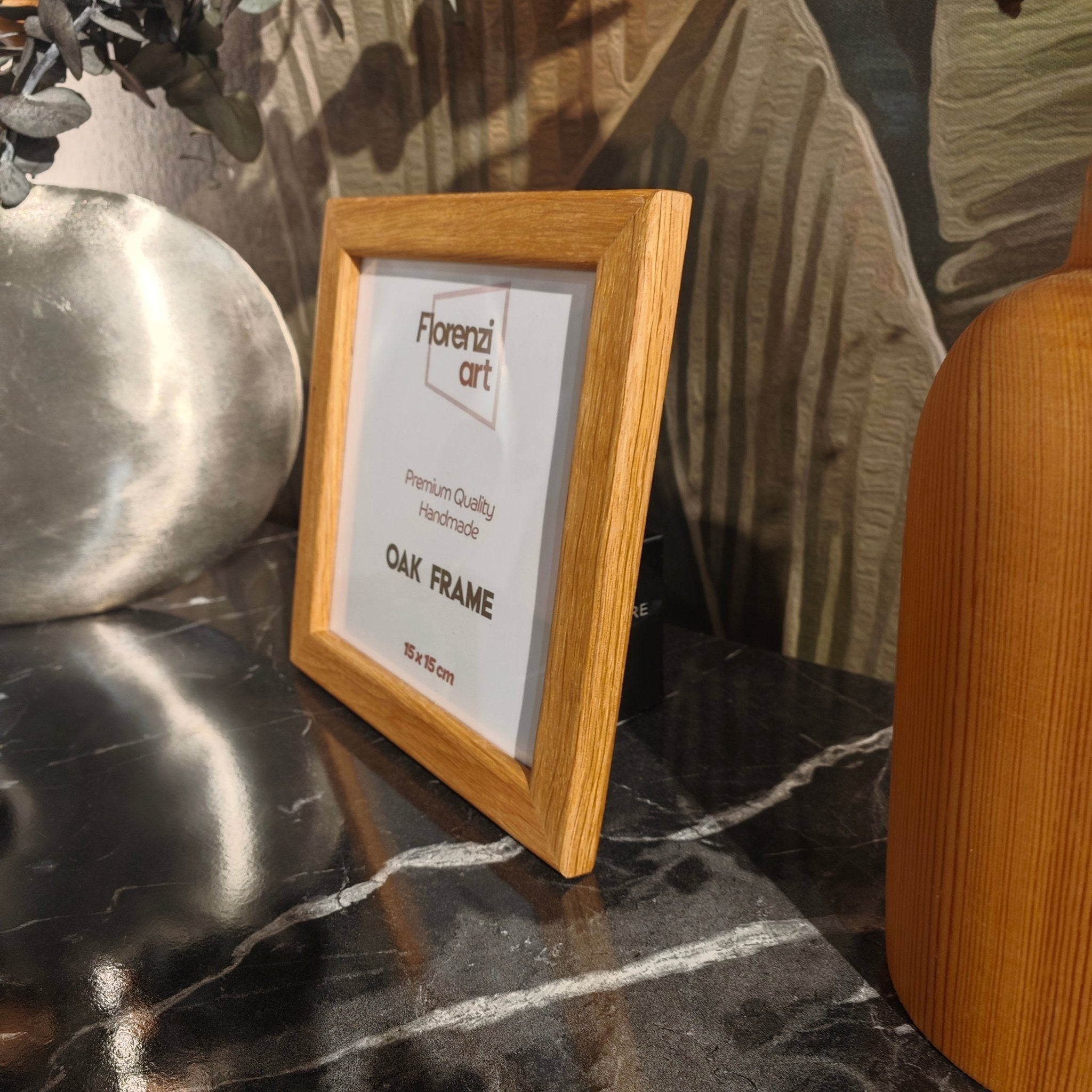 15x15 cm Meşe Oval Naturel Çerçeve - FlorenziArt