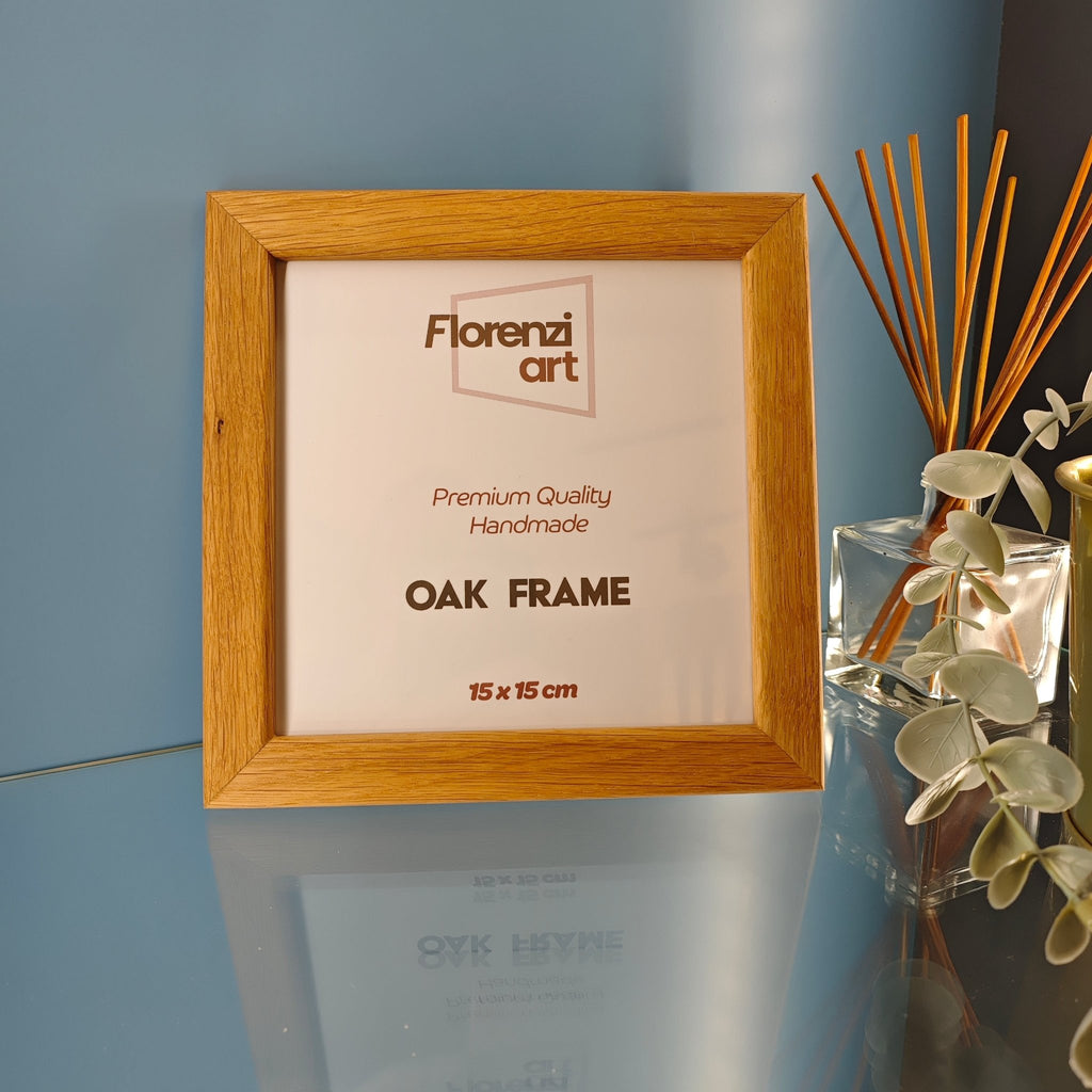 15x15 cm Meşe Oval Naturel Çerçeve - FlorenziArt