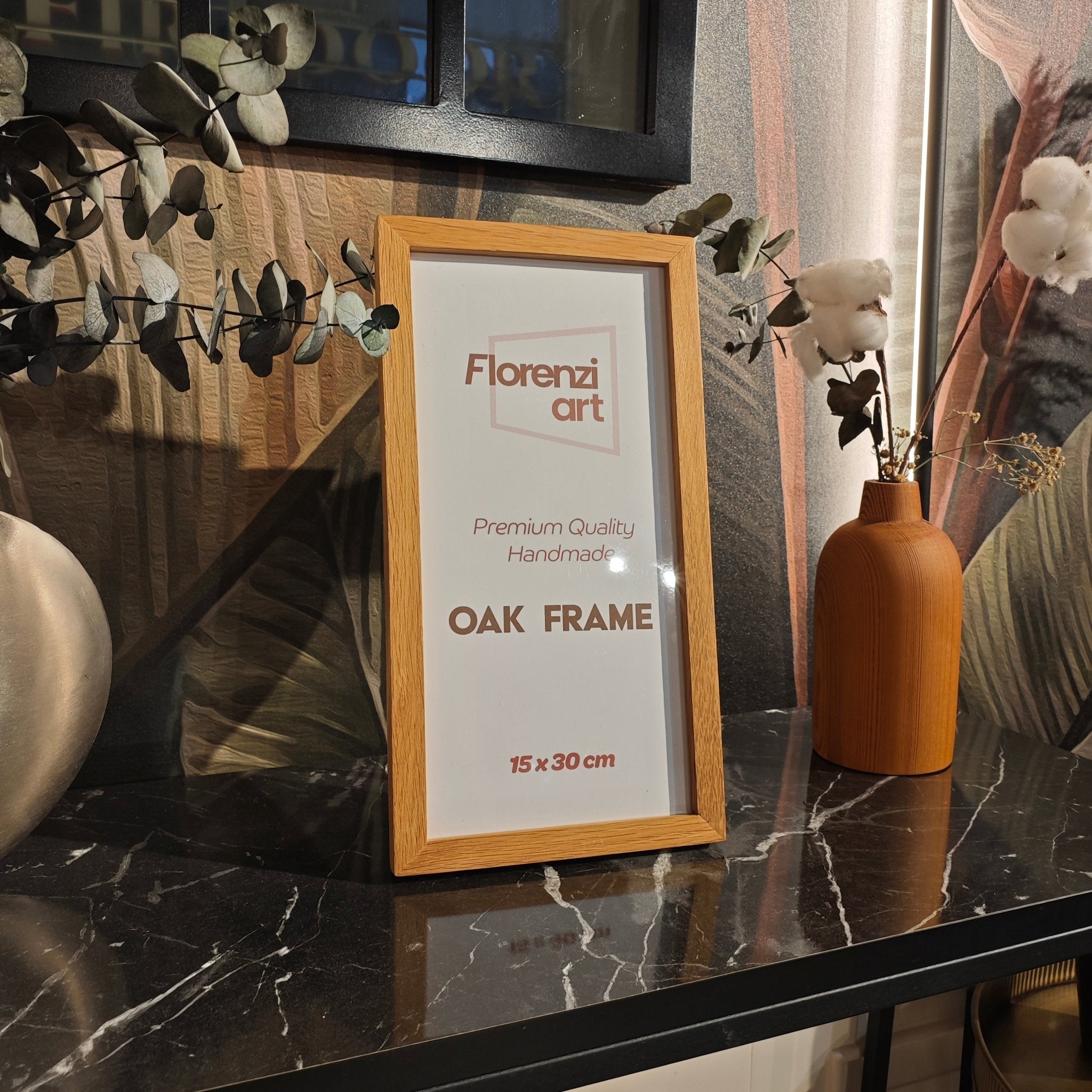 15x30 cm Meşe Naturel Ahşap Çerçeve - FlorenziArt