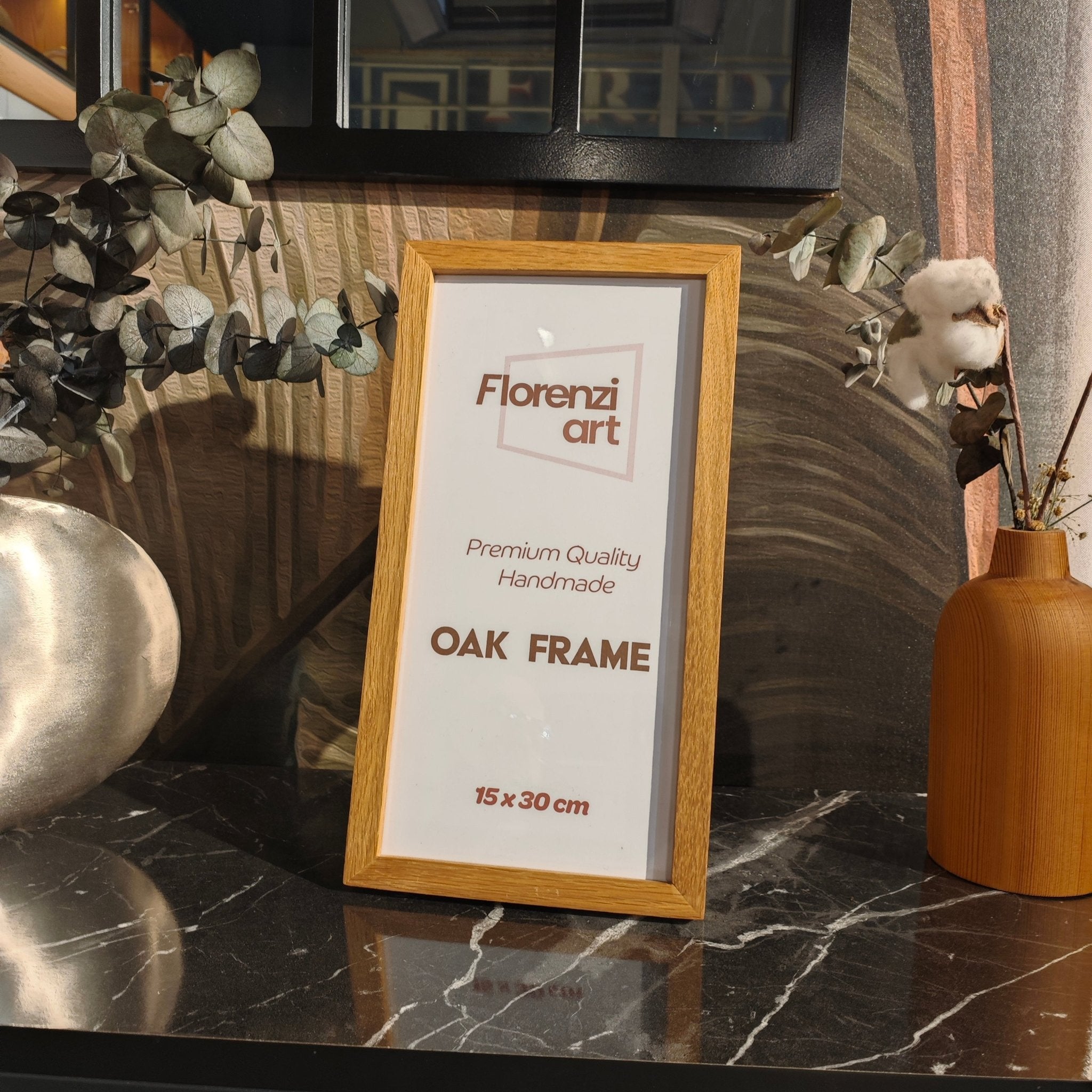 15x30 cm Meşe Naturel Ahşap Çerçeve - FlorenziArt