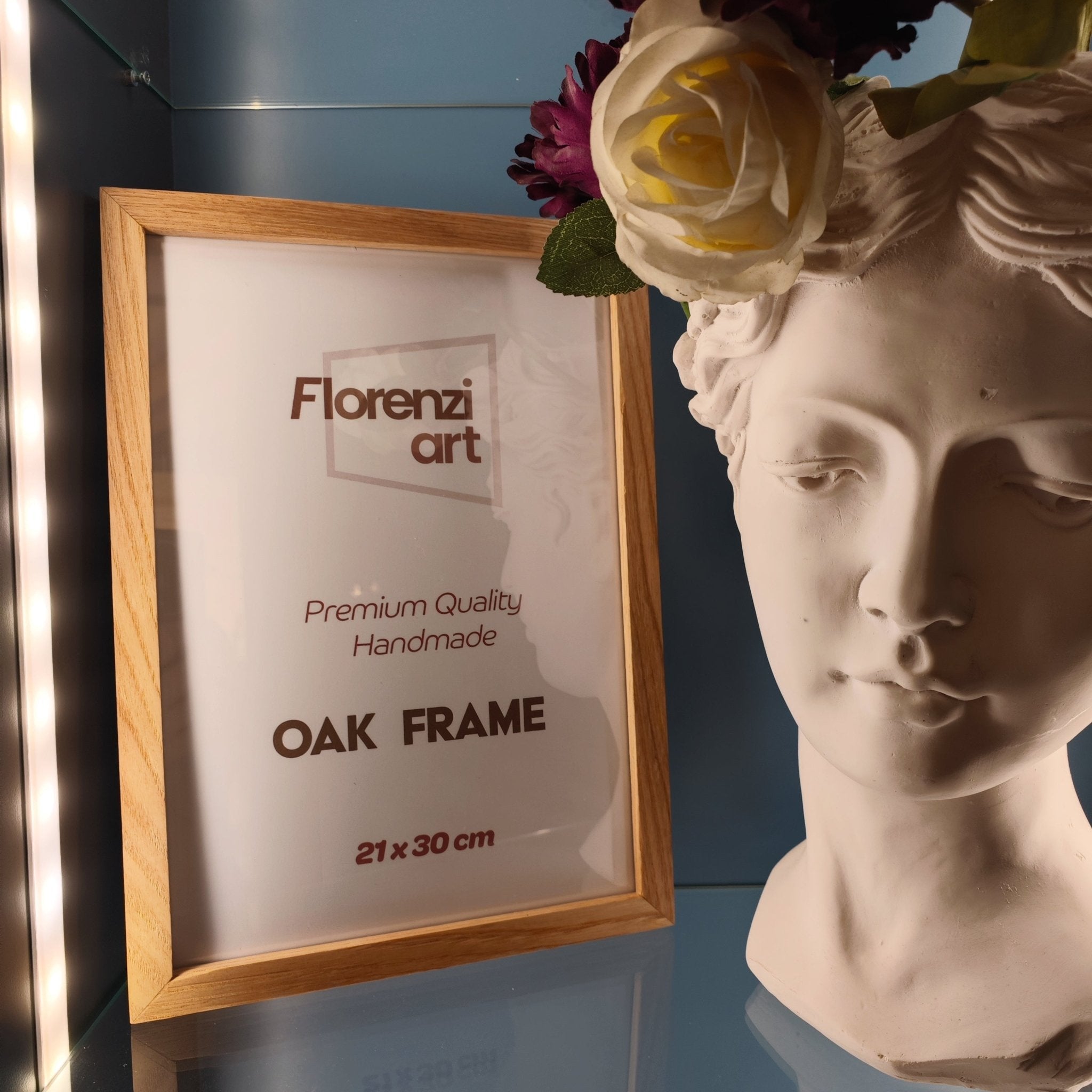21x30 cm Meşe Naturel Ahşap Çerçeve (A4 Boyut) - FlorenziArt