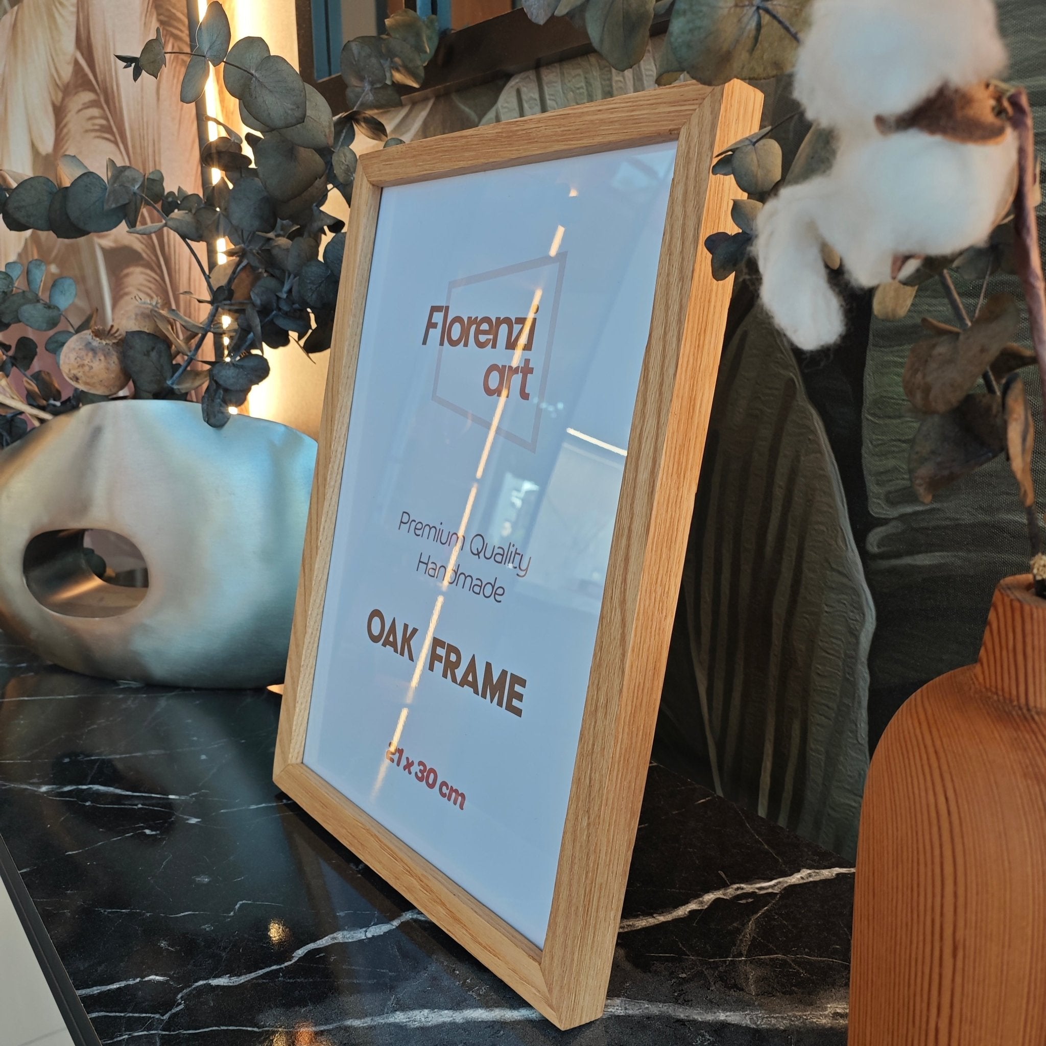 21x30 cm Meşe Naturel Ahşap Çerçeve (A4 Boyut) - FlorenziArt