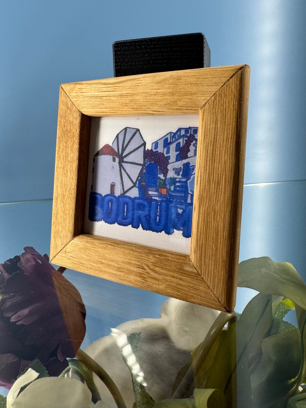 8x8 cm Meşe Naturel Şirin Magnet Çerçeve - FlorenziArt