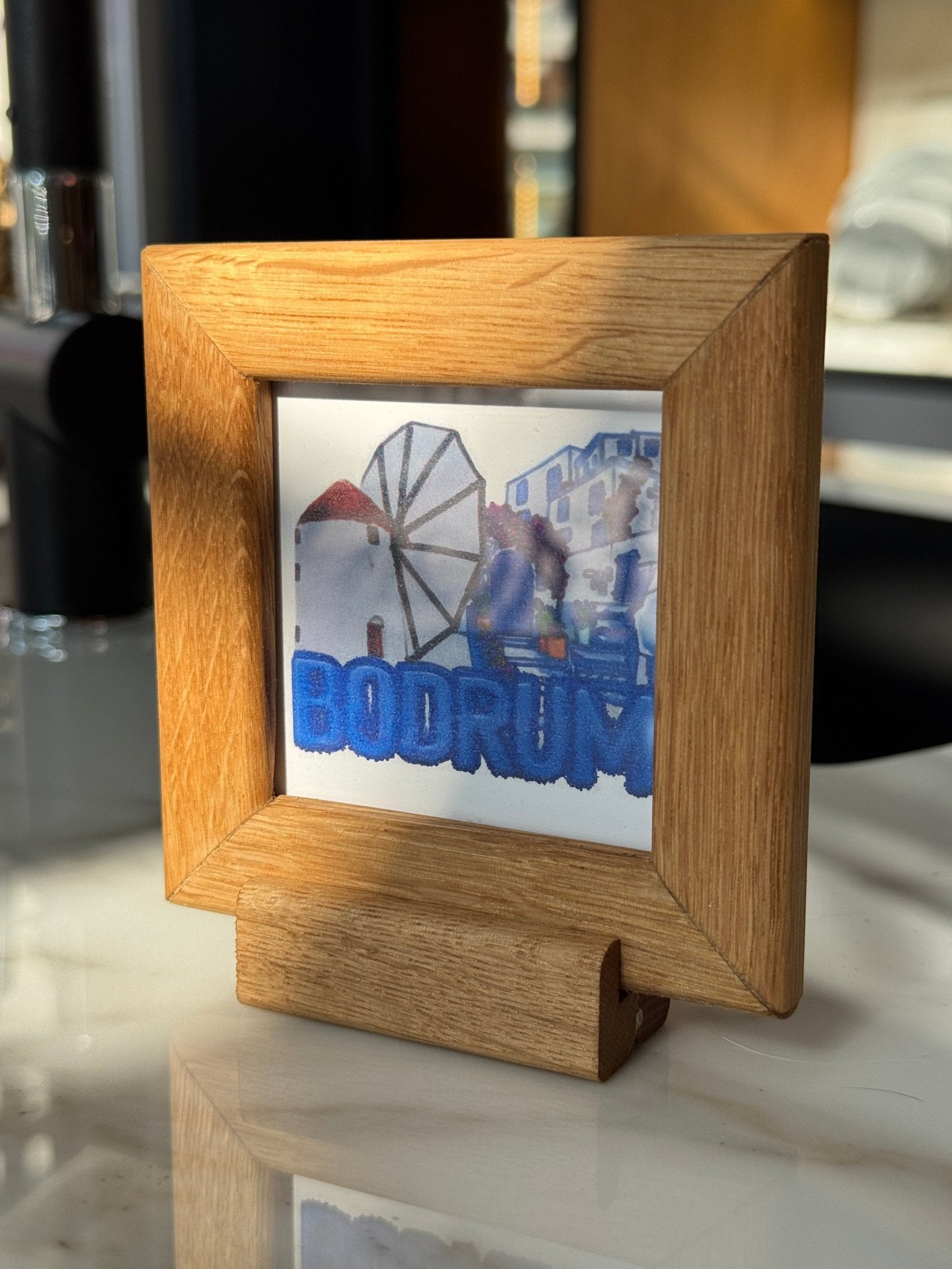 8x8 cm Meşe Naturel Şirin Magnet Çerçeve - FlorenziArt