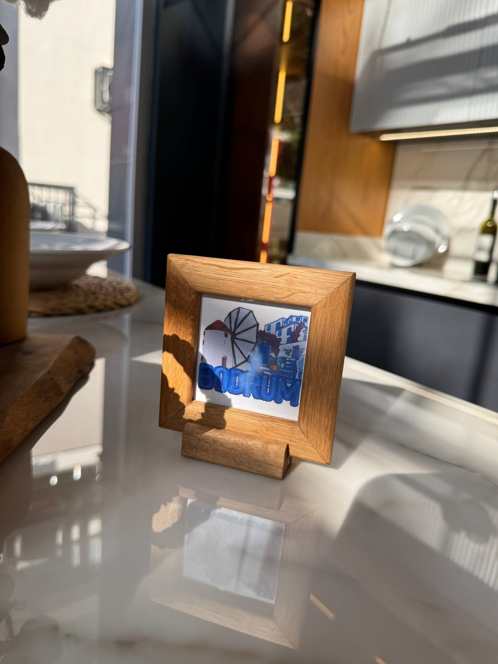 8x8 cm Meşe Naturel Şirin Magnet Çerçeve - FlorenziArt