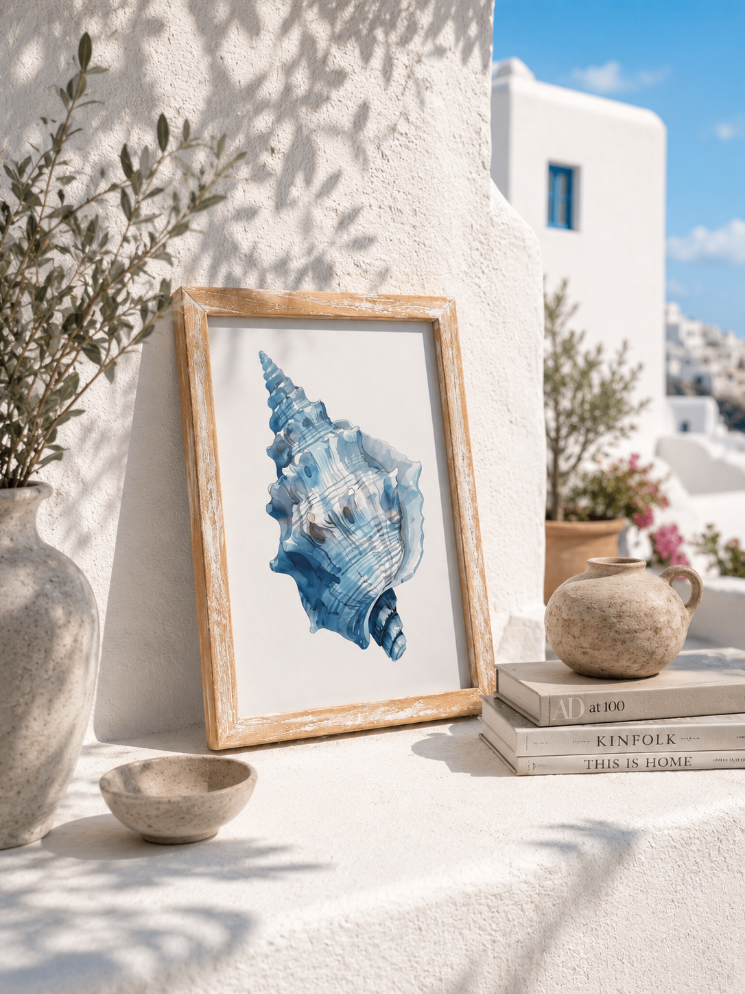 3’lü 21x30 A4 Yaz Kolleksiyonu | Beyaz Eskitme Masif Ahşap Çerçeve Seti | Deniz Temalı Poster