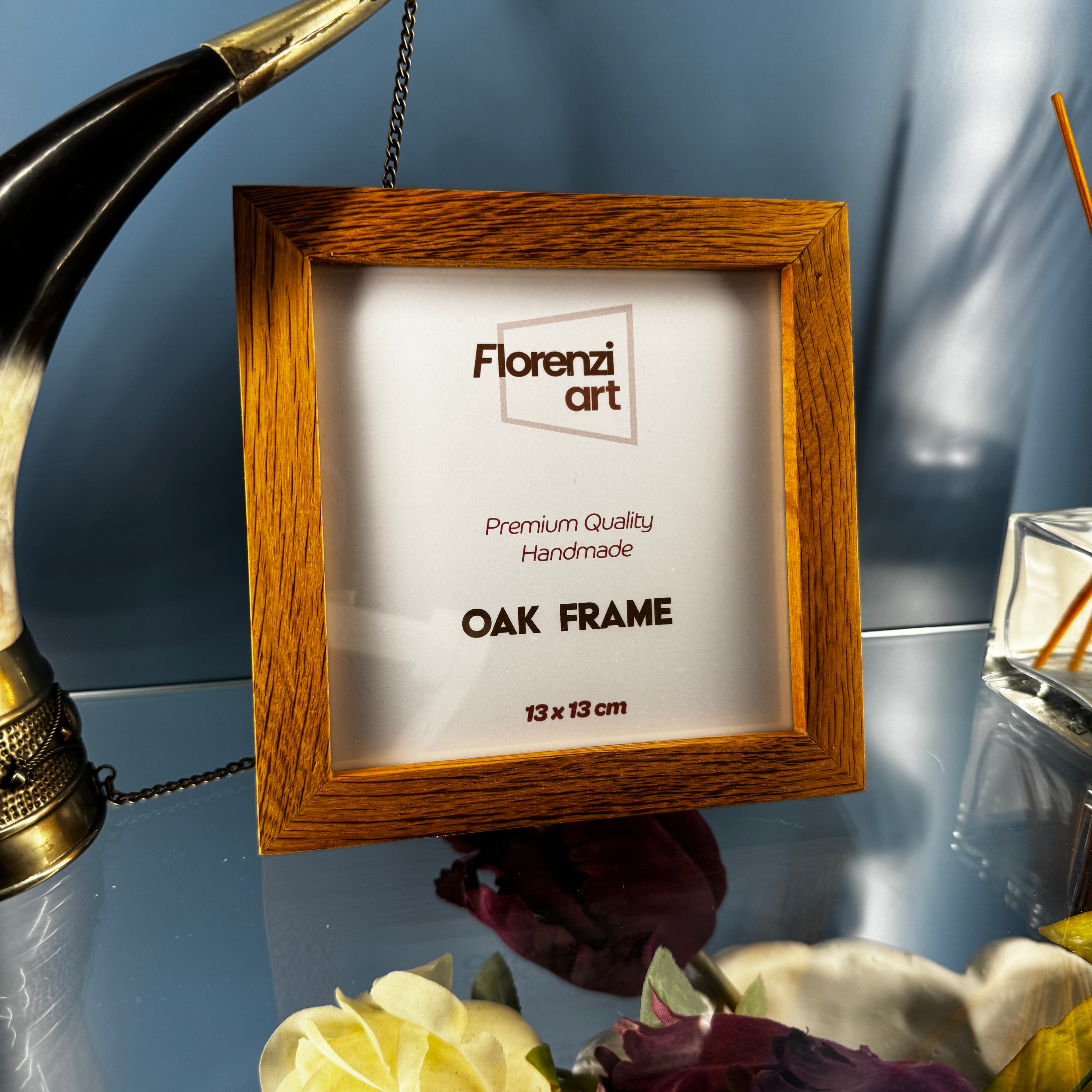 13x13 cm Meşe Naturel Kare Çerçeve - FlorenziArt