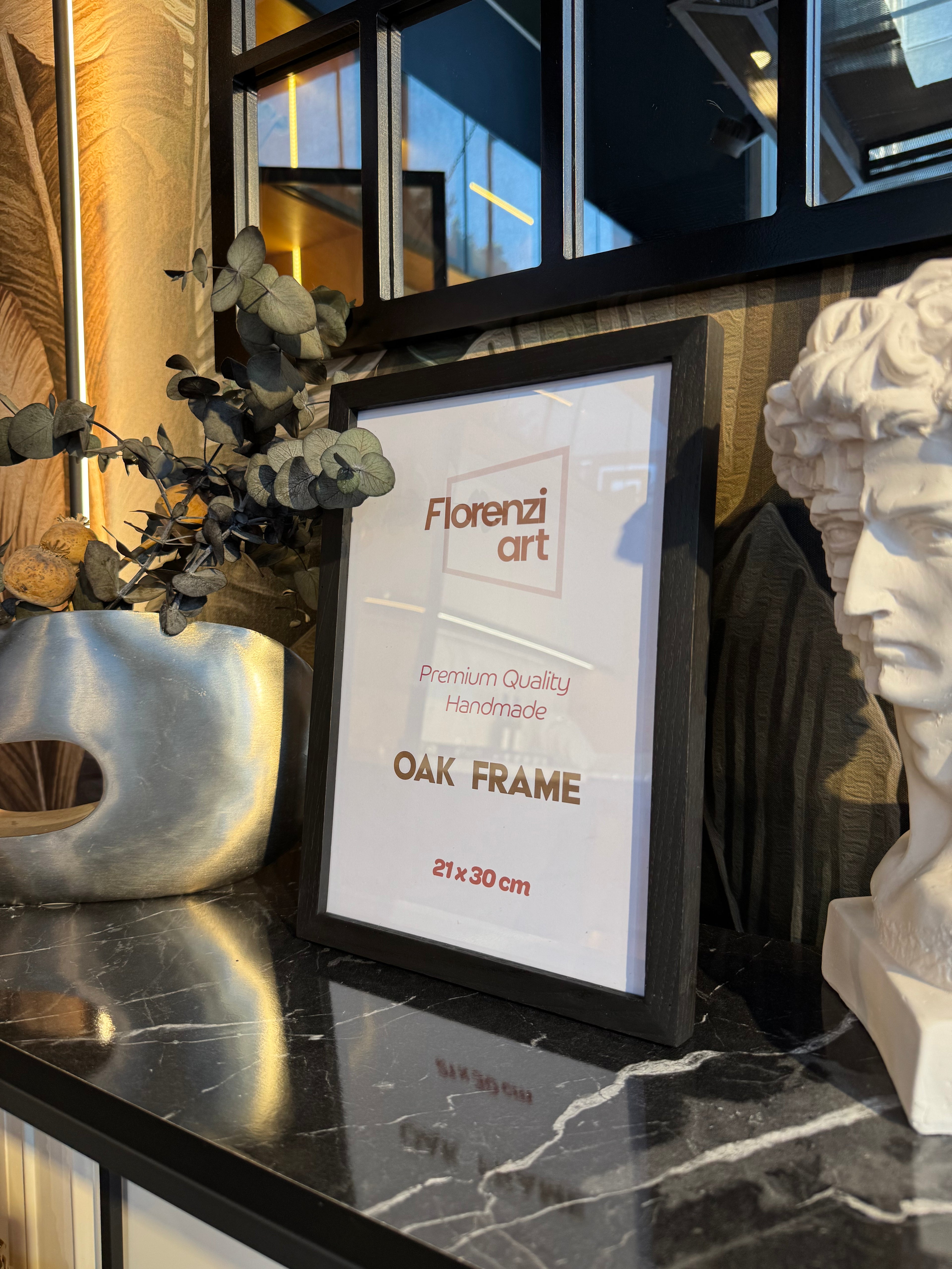 21x30 cm Meşe Siyah Ahşap Çerçeve (A4 Boyut) - FlorenziArt