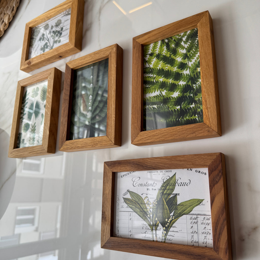 5’li 10x15 cm Naturel Meşe Ahşap Fotoğraf Çerçevesi Seti | Bebek veya Aile Duvarı Dekoru