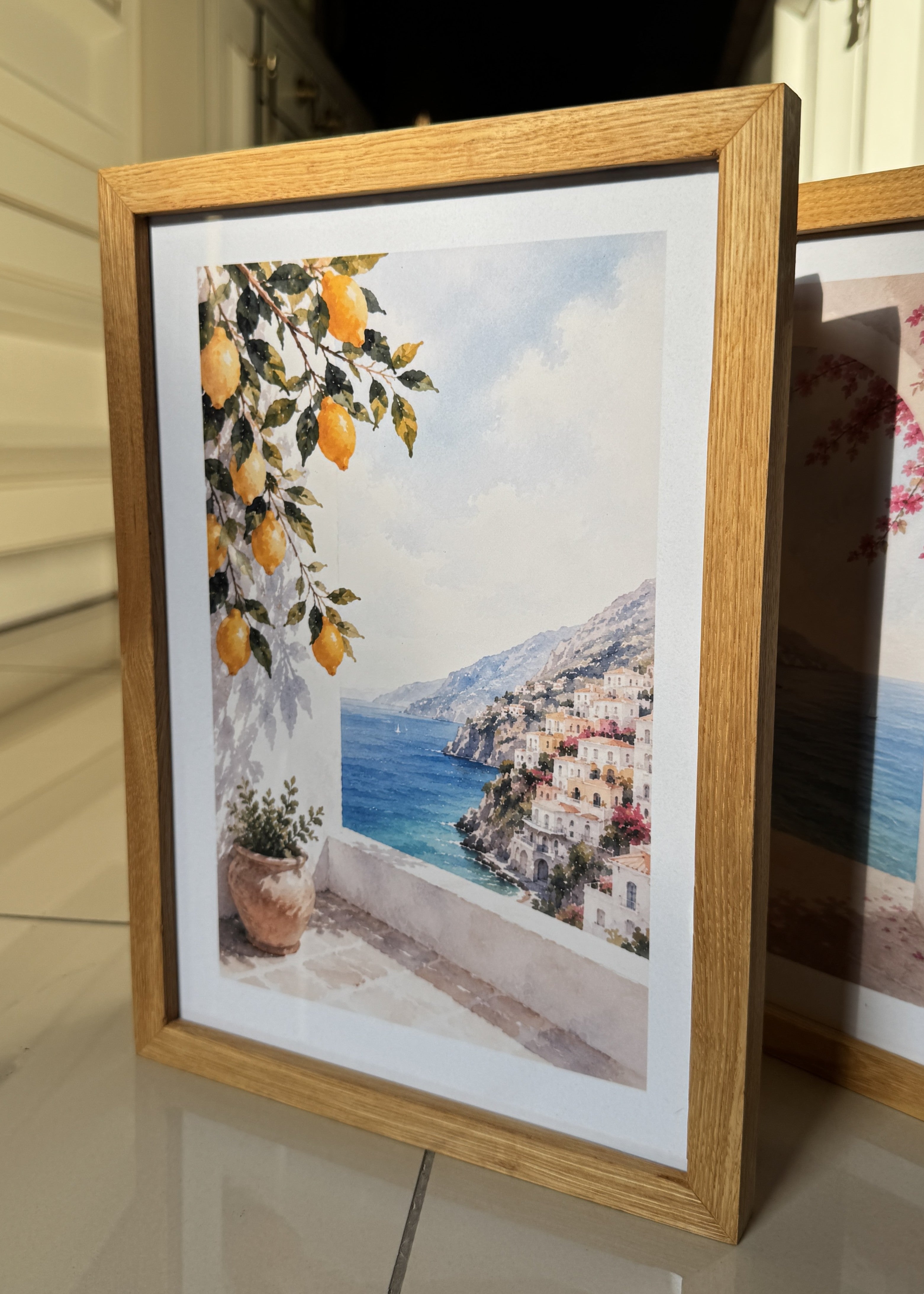 3’lü 21x30 A4 Akdeniz Kolleksiyonu | Naturel Masif Meşe Çerçeve Seti | Akdeniz Temalı Poster