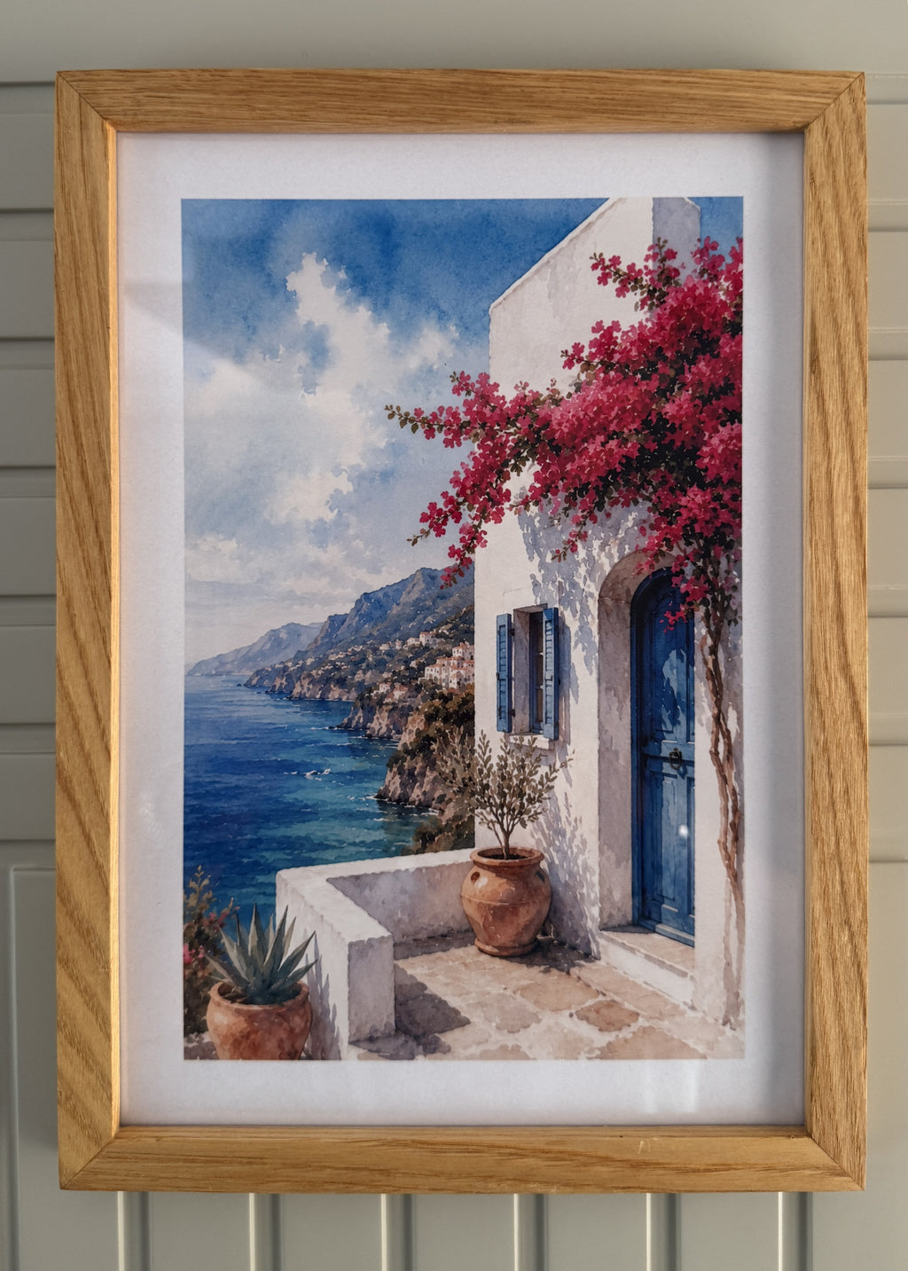 3’lü 21x30 A4 Akdeniz Kolleksiyonu | Naturel Masif Meşe Çerçeve Seti | Akdeniz Temalı Poster