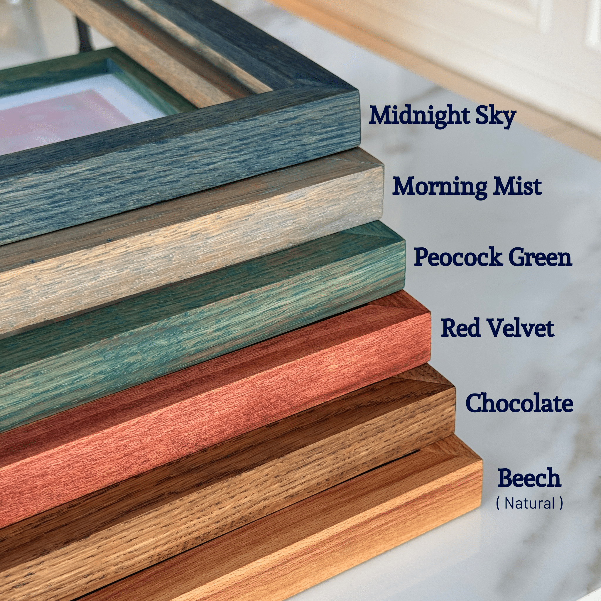 A4 El Yapımı Masif Meşe Ahşap Çerçeve – Renkli Seri | Sanat Baskısı Dahil | İskandinav Stil | Asmaya Hazır Ürün - FlorenziArt